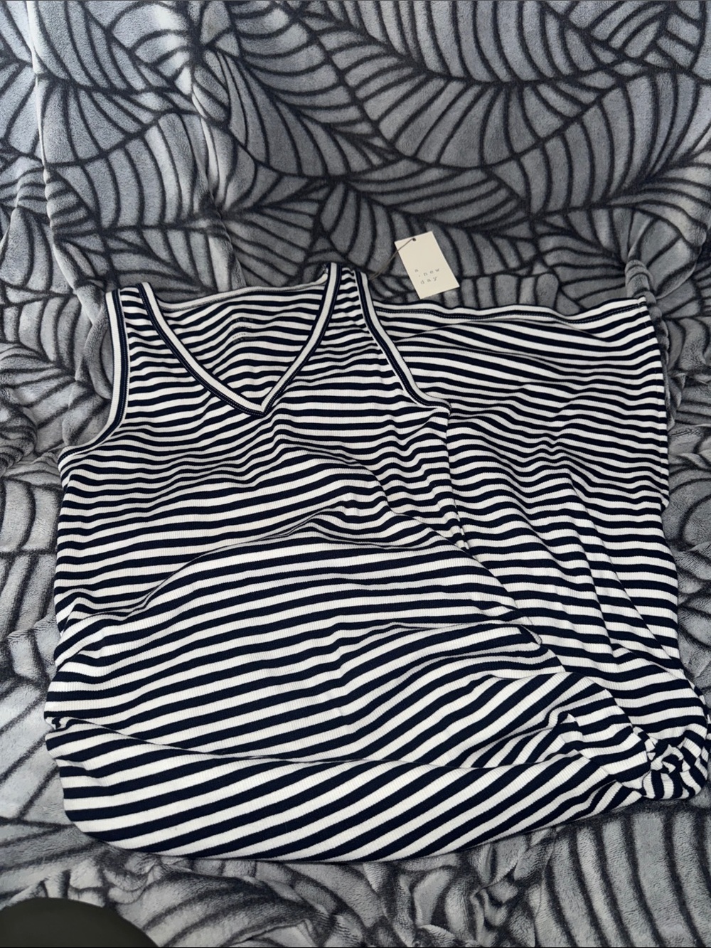 NWT navy and white maxi full length knit dress